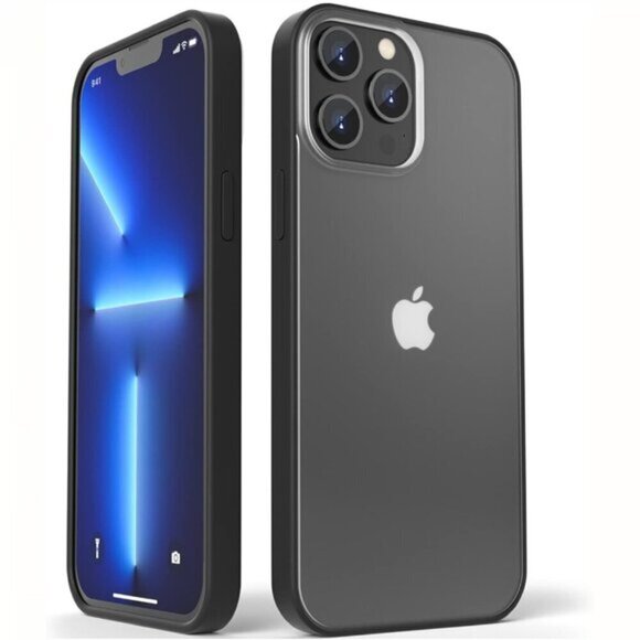 Accessories - Black Rim Smoke Translucent Case iPhone 12/12 Pro Slim Shockproof Partial Matte
